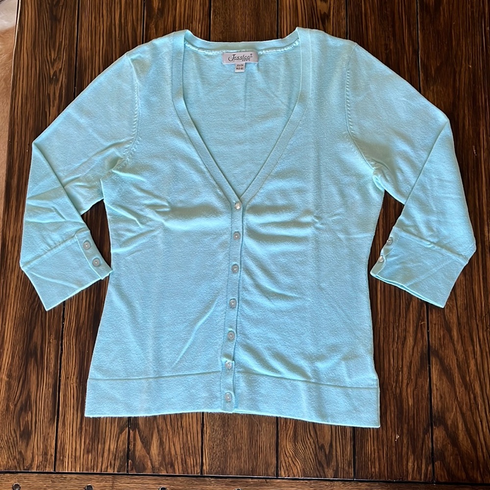 GUC Jessica turquoise 3/4 sleeve cardigan